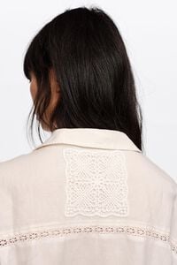 White linen shirt with ties and lace