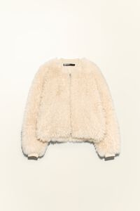 Ivory fur bomber jacket
