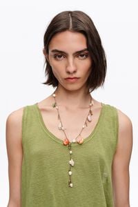 Collar peces y caracolas cer&aacute;mica dorado envejecido