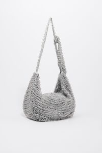 Bolsa crochet mediana beads tejido plata