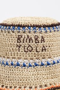 Gorro rafia papel natural franjas multicolor