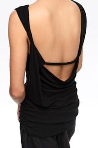 Black fitted elasticated top with dropped back