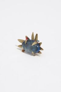 Anillo piedra azul dorado envejecido