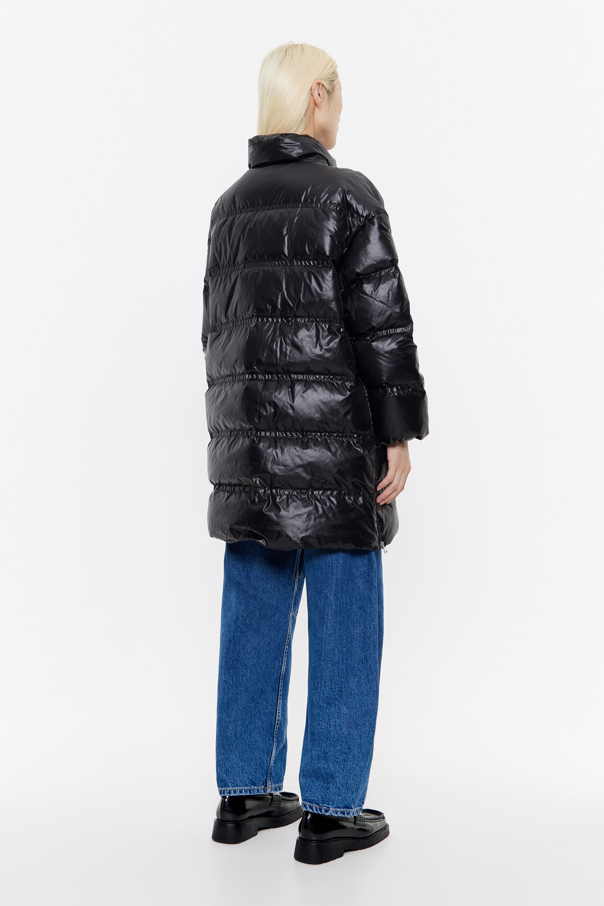 Black A-line down jacket
