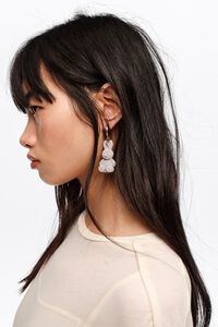 Gray flocked rabbit hoop earrings