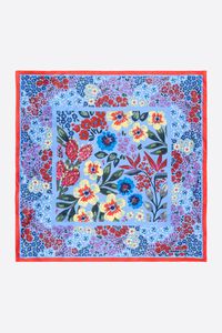 Pa&ntilde;uelo flores dibujo pastel azul