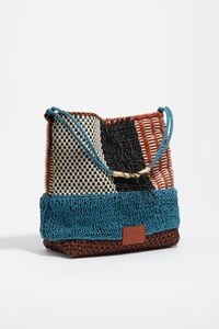 Bolsa de hombro mediana trenzada piel multicolor