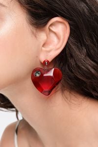 Aretes coraz&oacute;n resina rojo oscuro