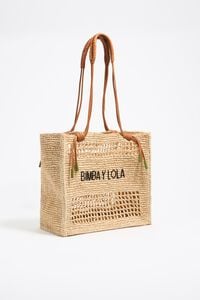 Large natural raffia shopper bag