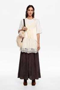 Brown pleated A-line midi skirt Brown pleated A-line midi skirt