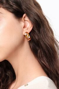 Aretes aro resina &aacute;mbar y cristales