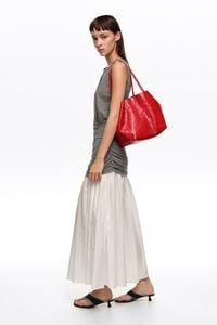 Bolsa shopper mediano piel grabado cocodrilo roja