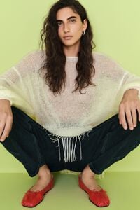 Su&eacute;ter mohair flecos marfil