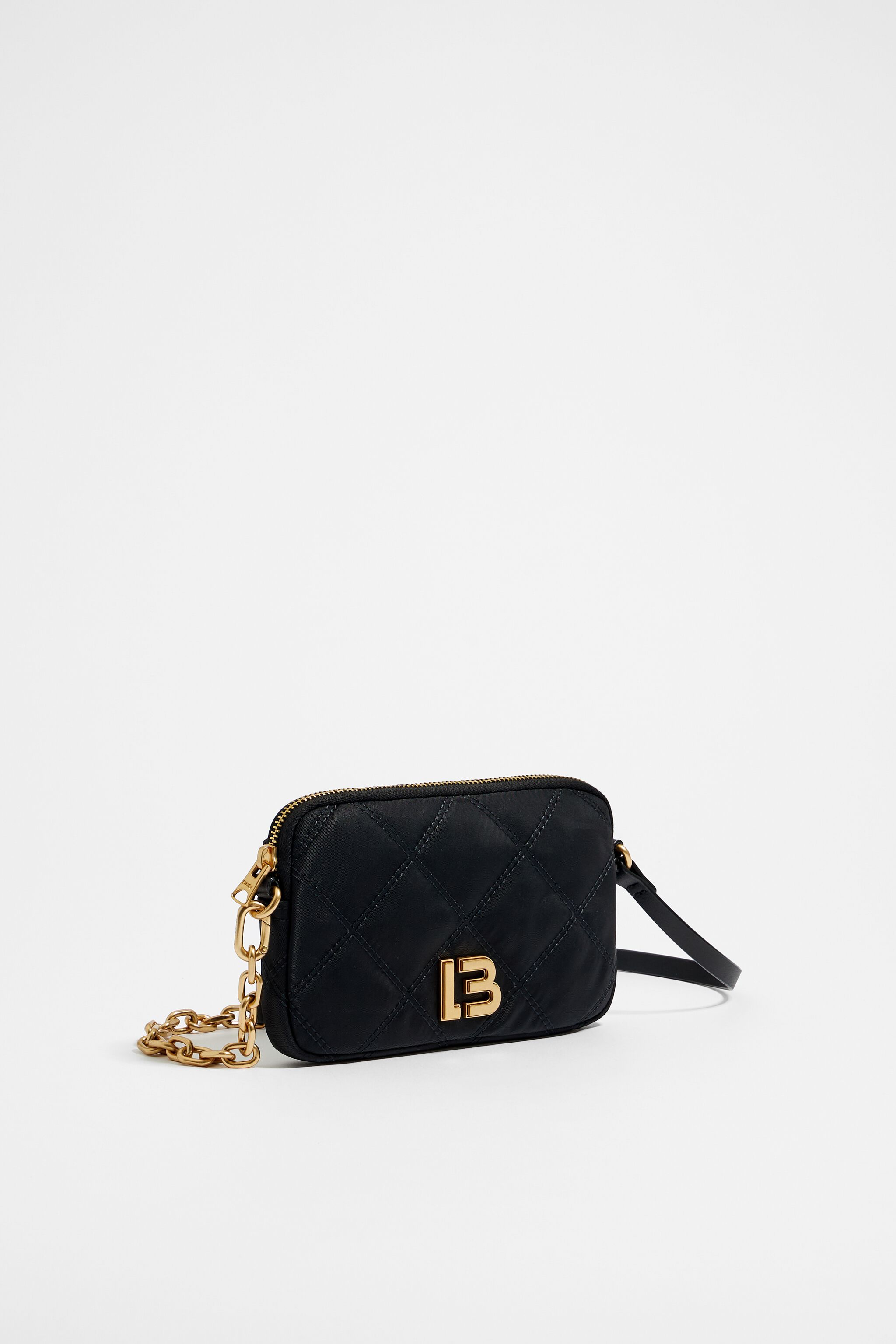 Minibolsa acolchada nylon negra