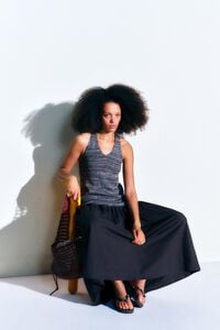 Vestido bimateria l&iacute;nea tejido caf&eacute;