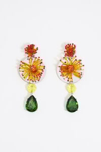 Pendientes cristal y flor multicolores