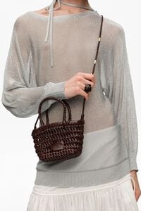 Bolsa mini trenzada piel caf&eacute; oscuro