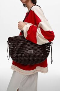 Bolsa shopper grande trenzado piel caf&eacute; oscuro