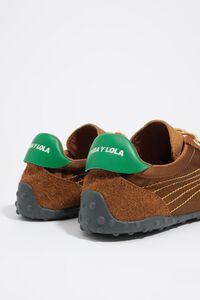 Tan suede and satin 13 22 sneaker