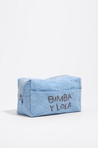 Large light blue linen make-up case