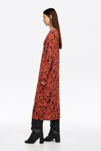 Vestido escote fruncido Lynx café