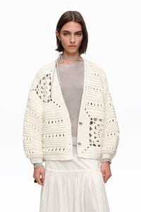 White balloon crochet cardigan