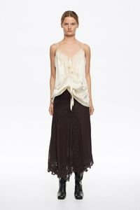 Falda fluida encajes café oscuro