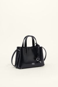 Small black leather Chihuahua tote bag