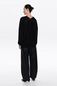 Black mohair wool and lace cardigan