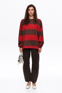 Oversize red striped T-shirt