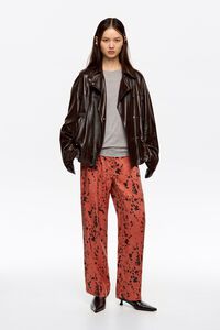 Pantalón recto sin cintura Lynx café