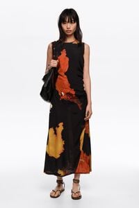 Vestido midi sisas rasgado Blot negro