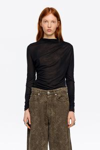 Top fluido fruncido negro