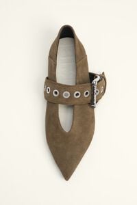 Zapatilla piel verde oscuro