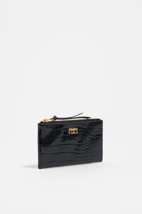 Monedero grabado cocodrilo negro