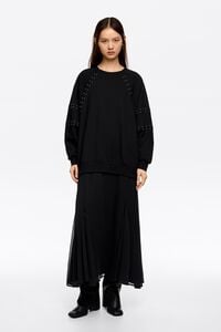 Washed black studded sweatshirt dress