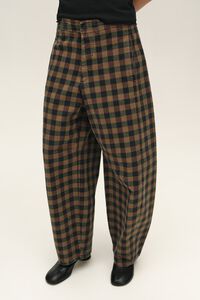 BARREL - Pantal&oacute;n denim cintura ajustable cuadros chocolate