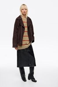 Dark brown suede double-breasted jacket