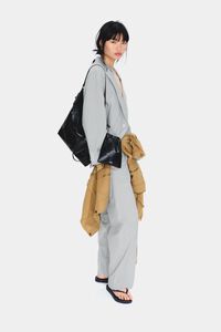 Light gray oversize tailored jacket with stripes