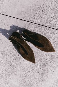 Dark green suede slingback ballerina