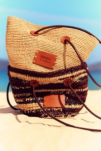Bolsa capazo peque&ntilde;a rafia caf&eacute; oscuro