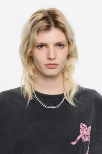 Collar doble logo dado plateado