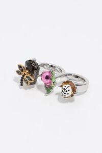 Anillo doble escarabajo y libélula plateado Anillo doble escarabajo y libélula plateado