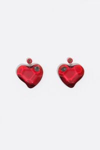 Aretes coraz&oacute;n resina rojo oscuro
