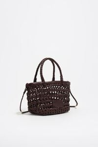 Bolsa mini trenzada piel caf&eacute; oscuro