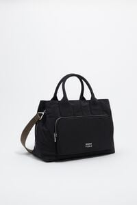 Large black nylon Pocket handbag