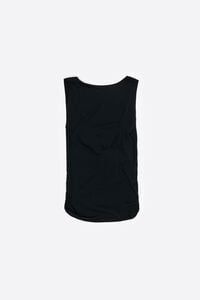 Black fitted elasticated top with dropped back