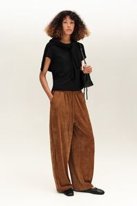 Caramel fluid corduroy jogger trousers