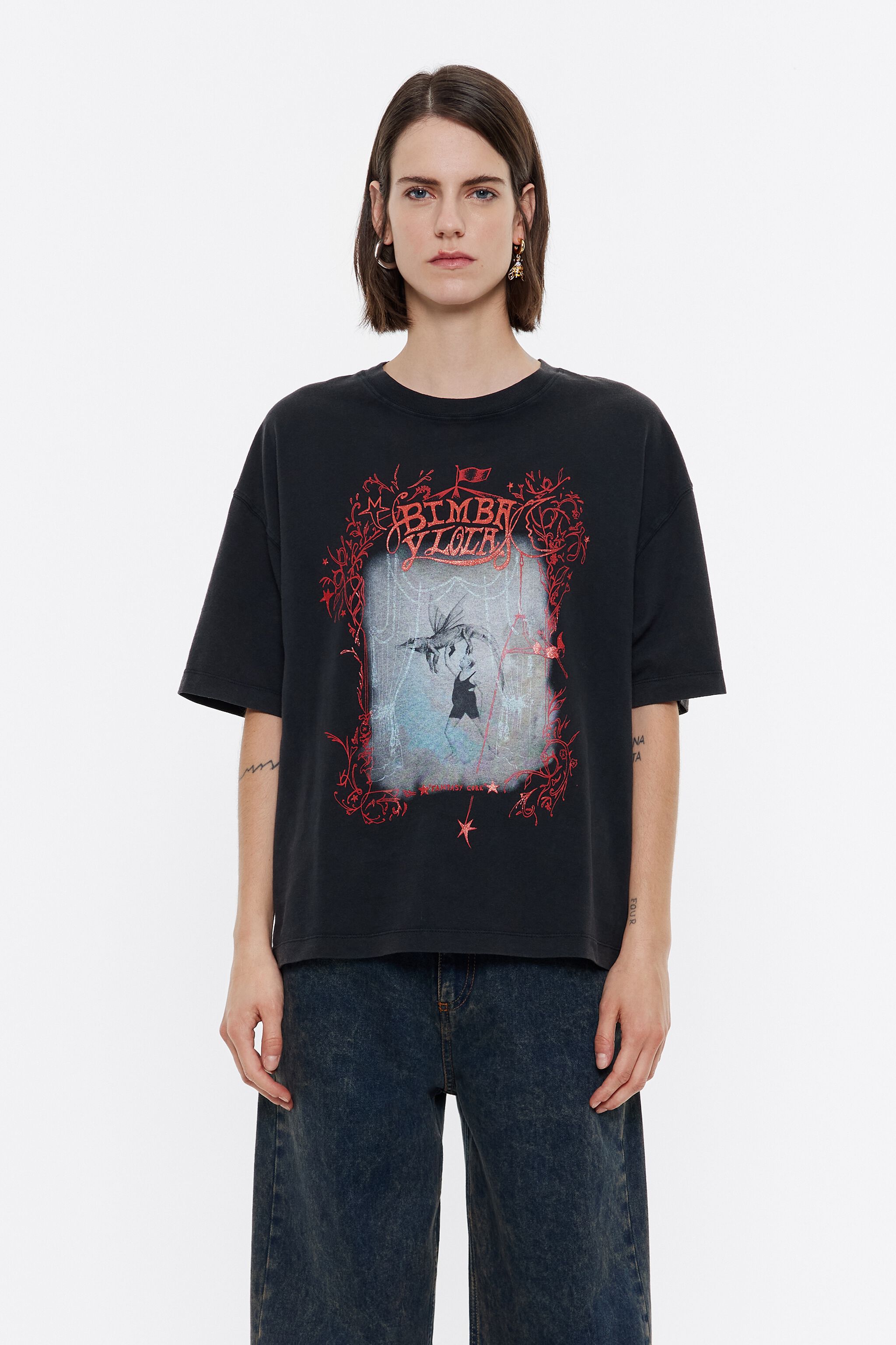 Camiseta oversize logo negra