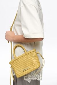 Small plaited light yellow leather bag